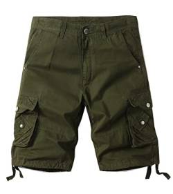 AYG Cargo Vintage Shorts Männer Bermuda Shorts Herren Kurze Sommer Hosen Grün, 38 von AYG