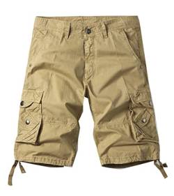 AYG Cargo Vintage Shorts Männer Bermuda Shorts Herren Kurze Sommer Hosen Khaki, 38 von AYG