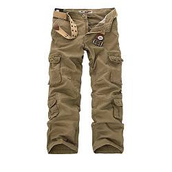 AYG Herren Cargo Hose Baumwolle Militär Hose(Khaki,32) von AYG