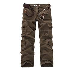 AYG Herren Cargo Hose Baumwolle Militär Hose Wandern Cargo Pants (Braun(Brown Nr.25), W46/L33(46" Taille/33 Inseam)) von AYG