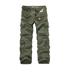 AYG Herren Cargo Hose Baumwolle Militär Hose Wandern Cargo Pants (Grün(Army Green Nr.25), W44/L33(44" Taille/33 Inseam)) von AYG