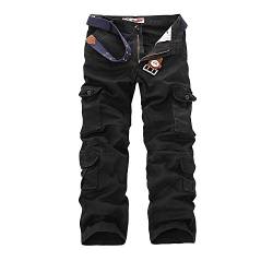 AYG Herren Cargo Hose Baumwolle Militär Hose Wandern Cargo Pants (Schwarz(Black Nr.25), W42/L33(42" Taille/33 Inseam)) von AYG