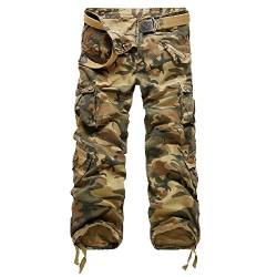 AYG Herren Cargo Hose Camouflage Freizeit Militär Hose(Yellow camo,33) von AYG