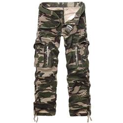 AYG Herren Cargo Hose Camouflage Hose Männer Lang Arbeitshose Camo Cargohose(Army camo,38) von AYG