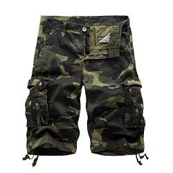 AYG Herren Cargo Shorts Bermudas Schwarz Baumwolle Shorts Wandern 29-40, A083 Armeegrün, W31(DE 46/S)/Taille:78-81cm von AYG
