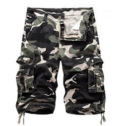 AYG Herren Cargo Shorts Bermudas Schwarz Baumwolle Shorts Wandern 29-40, A083 Hellarmeegrün, W29(DE 43/XXS)/Taille:74cm von AYG