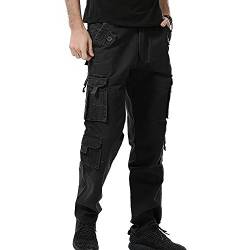 AYG Herren Cargohose Pants Militär Hose(Black,33) von AYG