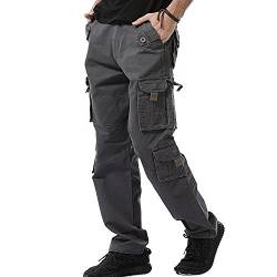 AYG Herren Cargohose Pants Militär Hose(Gray,32) von AYG