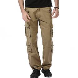 AYG Herren Cargohose Pants Militär Hose(Khaki,34) von AYG
