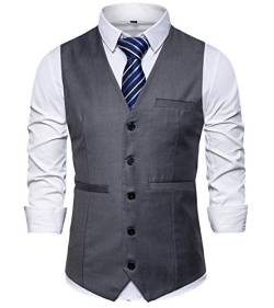 AYG Herren Gilet Weste Anzugweste Slim Fit Herrenweste Hochzeit Anzug Weste von AYG