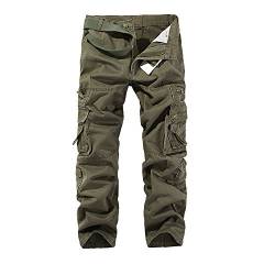 AYG Herren Lässige Cargo Pant Cargo Hose Baumwolle Militär UK 29–40 Taille Gr. W32, Army Green#015 von AYG