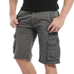 AYG Herren Shorts Casual Camouflage Cargo Shorts Baumwolle 29–40, Grau von AYG