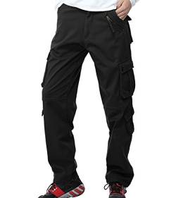 AYG Herren winter mit fleece-futter hose arbeitshose verdicken berufsbekleidung baumwolle schwarz # 022a1 36w / 33l von AYG