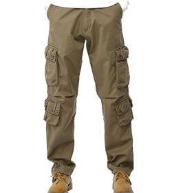 AYG Warm Velour Hose Herren Cargo Hose(dark khaki,32) von AYG