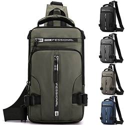 AYGCI Sling Bag Herren Brusttasche Umhängetasche Herren Crossbody Bag Wasserdichte Nylon Sling Rucksack Herren Damen Schultertasche mit USB-Ladeanschluss für Wandern, Radfahren, Bergsteigen, Reisen von AYGCI