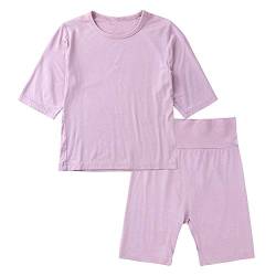 Ayiyo Baby-Pyjama-Set für Jungen und Mädchen, halblange Ärmel, Oberteil mit kurzen 2-teiligen Kleidungsstücken Gr. 1-2 Jahre, Pink-a von AYIYO