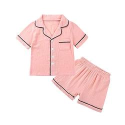 Ayiyo Pyjama-Set für Babys, Jungen und Mädchen, kurze Ärmel, Baumwolle, Nachtwäsche, einfarbig, 2-teilig Gr. 8-9 Jahre, rose von AYIYO