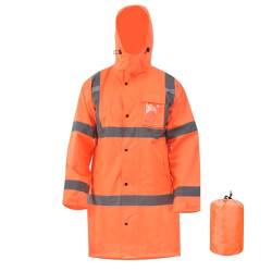 AYKRM Regenanzug warnschutz orange 5XL Herren Leichte Wasserdichte Warn Regenjacke von AYKRM