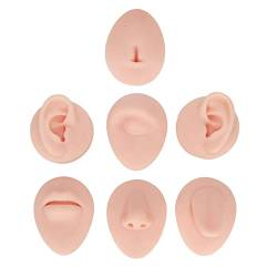 Simulation 3D Silikon Gel Körperteil Modell, Augen Ohren Nase Mund Zunge Nabel Modell Set, Piercing Werkzeuge für Anfänger Piercing Kurs Schmuck Display Modell (Helle Hautfarbe) von AYNEFY