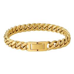 AYOUYA KRKC&CO 8mm Cuban Link Armband, Panzerkette Edelstahl Armband 18K Gold Vergoldet, Hip Hop Gliederarmband Nickelfrei für Männer Herren von AYOUYA