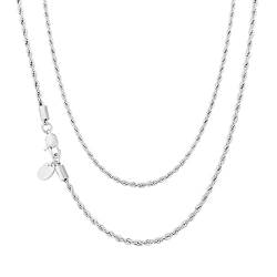 KRKC&CO 3mm/4mm/6mm Herren Halskette, Rope Chain 18K Gold Vergoldet/Silber Farbe Edelstahl Kordelkette, Hip-Hop Kette, Nickelfrei Necklace für Männer Herren Länge 45-66cm (3mm-Silbrig, 50.80) von AYOUYA