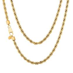 KRKC&CO 3mm/4mm/6mm Herren Halskette, Rope Chain 18K Gold Vergoldet/Silber Farbe Edelstahl Kordelkette, Hip-Hop Kette, Nickelfrei Necklace für Männer Herren Länge 45-66cm (6mm-Golden, 50.80) von AYOUYA