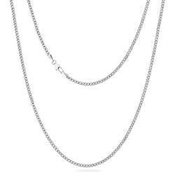 KRKC&CO Herren Halskette, Silber Farbe 3mm Edelstahl Panzerkette Cuban Link Chain, Nickel-frei Dünne Kette Goldkette Silberkette für Männer Länge 45-61cm von AYOUYA