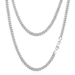 KRKC&CO Herren Halskette, Silber Farbe 6mm Edelstahl Panzerkette Cuban Link Chain, Nickel-frei Kette Goldkette Silberkette für Männer Länge 45-66cm(Edelstahl, 55.9) von AYOUYA