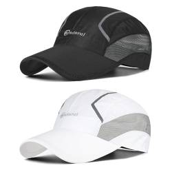 AYPOW 2 Pcs Unisex Schnell Trocknend Baseball Cap Baseballkappe, Modisches Leichte Faltbare Atmungsaktiv Mesh Outdoor Sportmütze Sportkappe, Reflektierende Verstellbar Basecap Sonnenhut Herren Damen von AYPOW