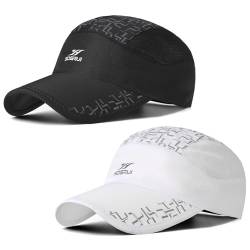 AYPOW 2 Pcs Unisex Schnell Trocknend Baseball Cap Baseballkappe, Modisches Leichte Faltbare Atmungsaktiv Mesh Outdoor Sportmütze Sportkappe, Verstellbar Lässig Basecap Sonnenhut für Herren und Damen von AYPOW