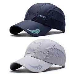 AYPOW 2 Stück Baseball Caps für Herren, Unisex Schnell Trocknend Baseball Cap Baseballkappe mit Verstellbarer Schnalle, Sports Mesh Baseball Cap für Herren und Damen - 56-60CM von AYPOW