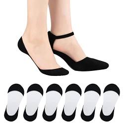 AYPOW 6 Paar Damen Füßlinge Unsichtbare Socken für High Heels, Baumwolle Ultra Low Cut Liner Unsichtbare Socken, Weiche Söckchen Ballerina Socken Sneaker Socken mit Rutschfest Silikon für Loafer von AYPOW