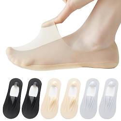 AYPOW 6Paar Damen Füßlinge Ultra Unsichtbare Socken, Ultraleichte Atmungsaktive Low Cut Liner & Schnitt Willkürlich Unsichtbare Socken mit Rutschfest Silikon, Ballerina Socken für Loafer Flache Schuhe von AYPOW