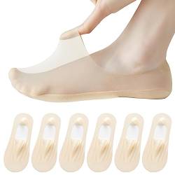 AYPOW 6Paar Damen Füßlinge Ultra Unsichtbare Socken, Ultraleichte Atmungsaktive Low Cut Liner & Schnitt Willkürlich Unsichtbare Socken mit Rutschfest Silikon, Ballerina Socken für Loafer Flache Schuhe von AYPOW