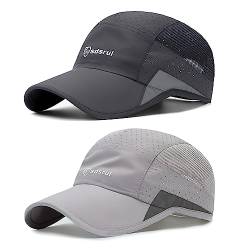 AYPOW Basecap Damen Herren, 2 StüCk Atmungsaktive Sport DüNn Mesh Sommer Kappe, Verstellbar Schnelltrocknend Leichte Sonnenschutz Baseball Cap FüR Outdoor Running Tennis Golf Reisen von AYPOW