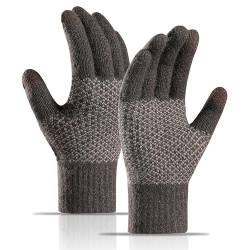 AYPOW Winter Thermo Strickhandschuhe Herren, Modische Slouchy Touchscreen Handschuhe mit Fleece Futter, Warm Dehnbare Handschuhe, Tägliche Outdoor Aktivitäten Winterhandschuhe, Geschenk für Männer von AYPOW