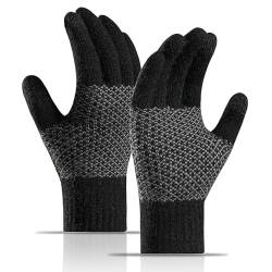 AYPOW Winter Thermo Strickhandschuhe Herren, Modische Slouchy Touchscreen Handschuhe mit Fleece Futter, Warm Dehnbare Handschuhe, Tägliche Outdoor Aktivitäten Winterhandschuhe, Geschenk für Männer von AYPOW