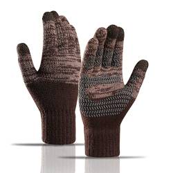 AYPOW Winter Warme Strickhandschuhe für Herren, Anti-Rutsch Touchscreen Thermo-Fleece Gefütterte Handschuhe, Outdoor-Sport Laufen Radfahren Wandern Fahren Arbeits handschuhe von AYPOW