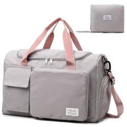 Reisetasche 35L mit Schuhfach und Nassfach Faltbare Weekender-Reisetasche Gym Travel Bag Handgepäck für Damen Herren von AYUEBO