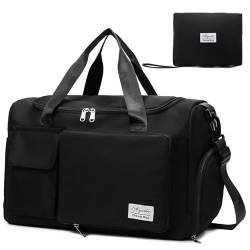 Reisetasche 35L mit Schuhfach und Nassfach Faltbare Weekender-Reisetasche Gym Travel Bag Handgepäck für Damen Herren von AYUEBO