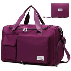 Reisetasche 35L mit Schuhfach und Nassfach Faltbare Weekender-Reisetasche Gym Travel Bag Handgepäck für Damen Herren von AYUEBO