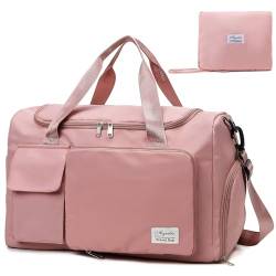 Reisetasche 35L mit Schuhfach und Nassfach Faltbare Weekender-Reisetasche Gym Travel Bag Handgepäck für Damen Herren von AYUEBO