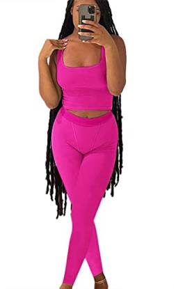 AYWA Damen Tank-Top-Leggings Modisches Set, Fuchsia, 36 von AYWA