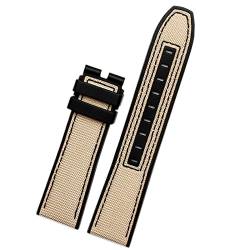 AZANU 22mm Leinwand Gummi -Uhrengurt Männer Handgelenkband Armband für Mido M038/M038431A Serie Soft Watchbänder (Color : Khaki No clasp, Size : 22mm) von AZANU