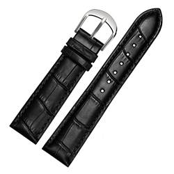 AZANU Für Brand Watch Bracelet Belt Woman Watchbänder echtes Leder -Armband -Band 10 12 14 16 18 20 22mm Multicolor -Uhren -Bänder (Color : Black silver, Size : 22mm) von AZANU