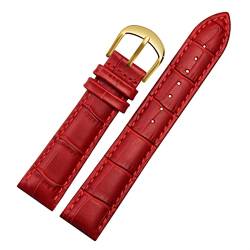 AZANU Für Brand Watch Bracelet Belt Woman Watchbänder echtes Leder -Armband -Band 10 12 14 16 18 20 22mm Multicolor -Uhren -Bänder (Color : Red gold, Size : 18mm) von AZANU