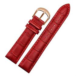 AZANU Für Brand Watch Bracelet Belt Woman Watchbänder echtes Leder -Armband -Band 10 12 14 16 18 20 22mm Multicolor -Uhren -Bänder (Color : Red rose gold, Size : 12mm) von AZANU