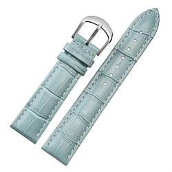 AZANU Für Brand Watch Bracelet Belt Woman Watchbänder echtes Leder -Armband -Band 10 12 14 16 18 20 22mm Multicolor -Uhren -Bänder (Color : Sky blue silver, Size : 22mm) von AZANU