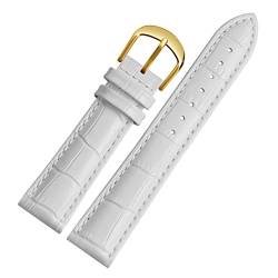 AZANU Für Brand Watch Bracelet Belt Woman Watchbänder echtes Leder -Armband -Band 10 12 14 16 18 20 22mm Multicolor -Uhren -Bänder (Color : White gold, Size : 19mm) von AZANU