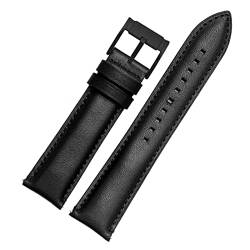 AZANU Für Fossil BQ2363/2453 ME3099 3052 3054 FS5380/5453 FS4735 FS4812 Kaufmannsgurt Vintage echtes Leder Uhrenband 20 22 mm (Color : Black black, Size : 24mm) von AZANU